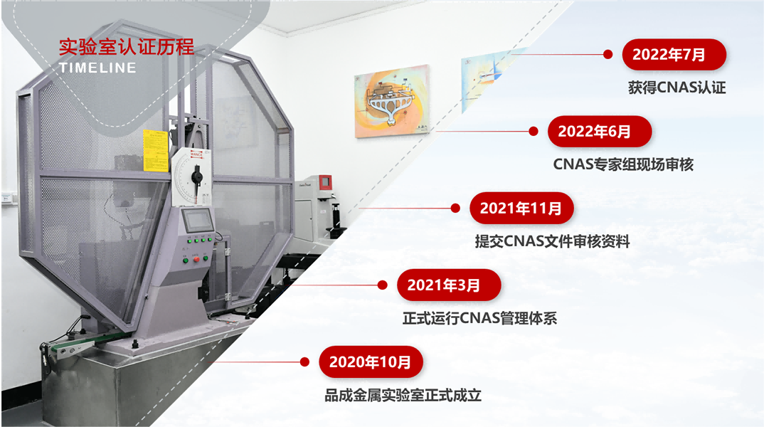 品成金屬實驗室不斷引進進口設備和專業人才，積極運行CNAS管理體系。