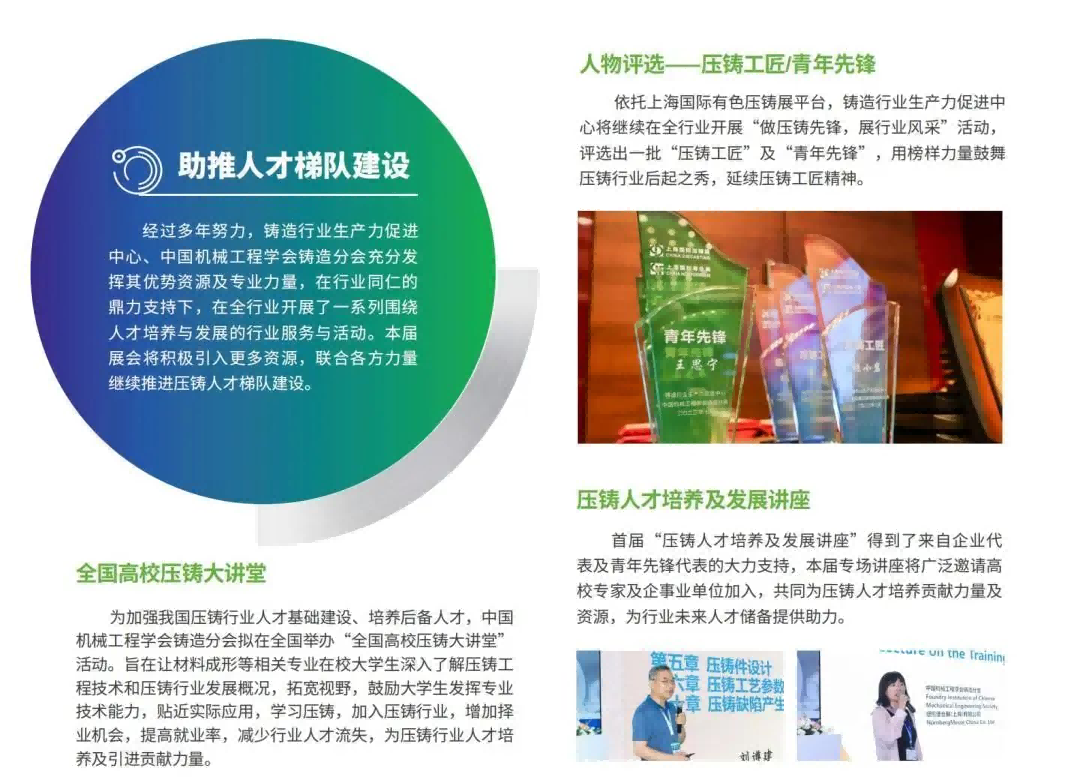 依托上海國際有色壓鑄展平臺，鑄造行業生產力促進中心將繼續在全行業開展“做壓鑄先鋒，展行業風采”活動